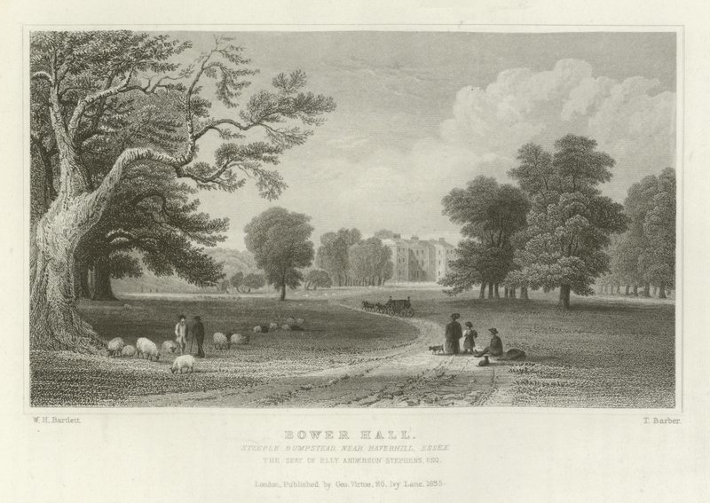 Bower Hall, Steeple Bumpstead, près de Haverhill, Essex, la résidence de Elly Anderson Stephens, Esquire - William Henry Bartlett