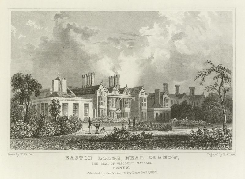 Easton Lodge, près de Great Dunmow, le siège de Viscount Maynard, Essex - William Henry Bartlett