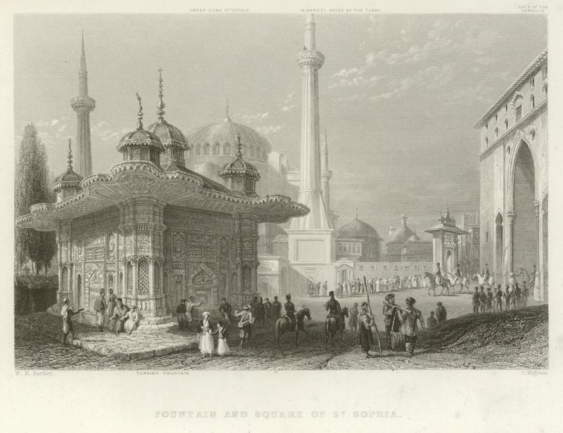 Fontaine et place de Sainte-Sophie, Constantinople - William Henry Bartlett