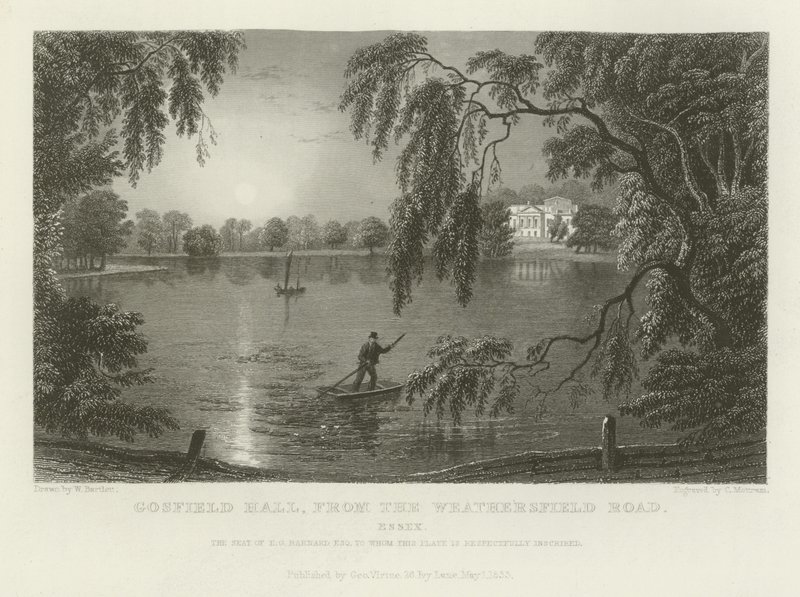 Gosfield Hall, depuis la route de Weathersfield, Essex, la résidence de E G Barnard, Esquire - William Henry Bartlett