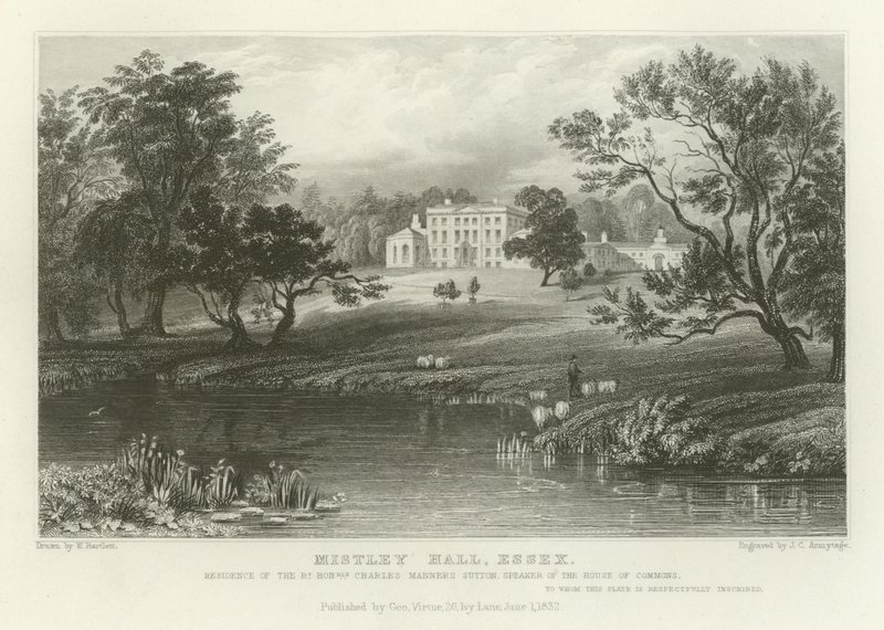 Mistley Hall, Essex, Résidence du très honorable Charles Manners Sutton, Président de la Chambre des communes - William Henry Bartlett