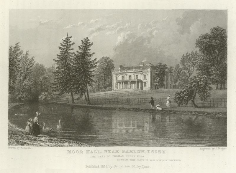 Moor Hall, près de Harlow, Essex, la résidence de Thomas Perry, Esquire - William Henry Bartlett