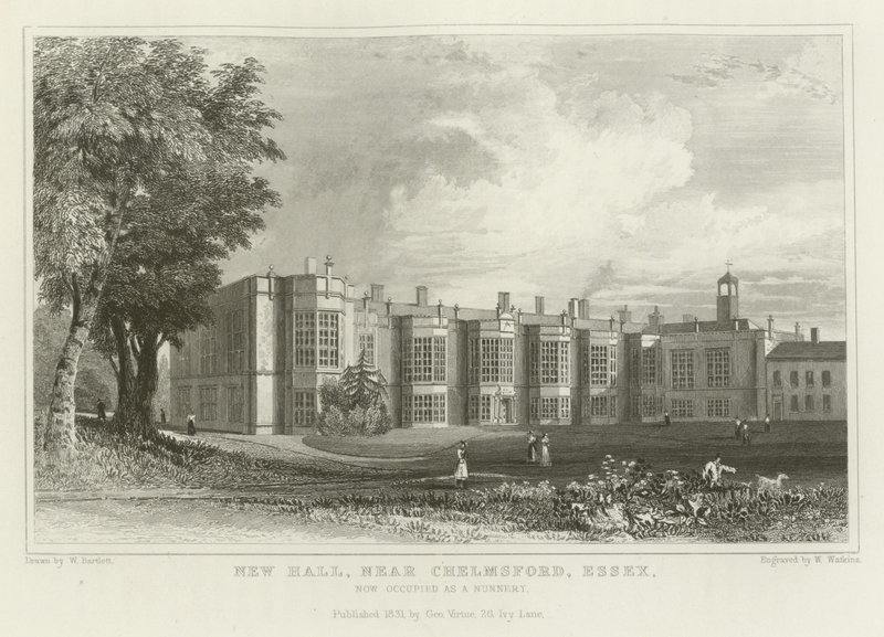 New Hall, près de Chelmsford, Essex, maintenant occupé comme un couvent - William Henry Bartlett