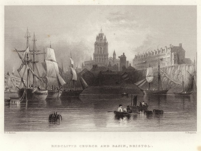 Église et Bassin de Redcliffe, Bristol - William Henry Bartlett