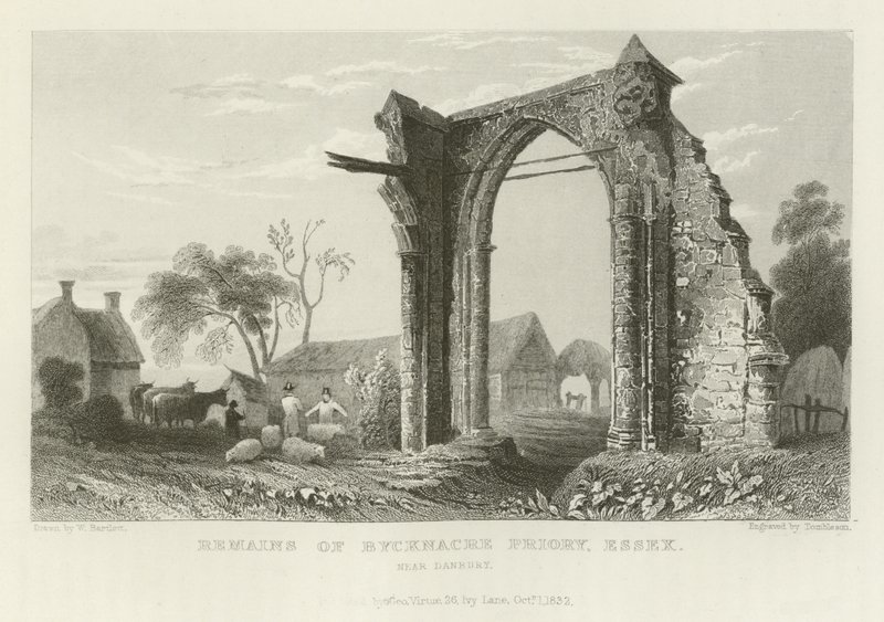Vestiges du prieuré de Bycknacre, Essex, près de Danbury - William Henry Bartlett
