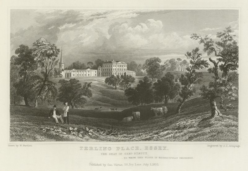 Terling Place, Essex, la résidence du général Strutt - William Henry Bartlett