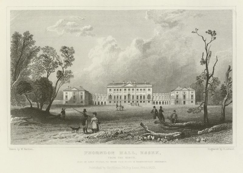 Thorndon Hall, Essex, du nord, siège de Lord Petrie - William Henry Bartlett