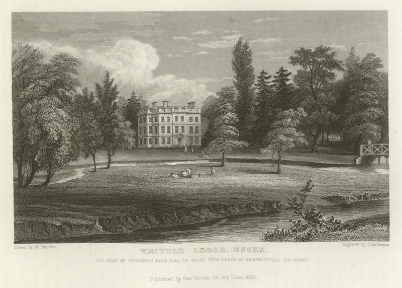 Writtle Lodge, Essex, la résidence de Vicesimus Knox, Esquire - William Henry Bartlett