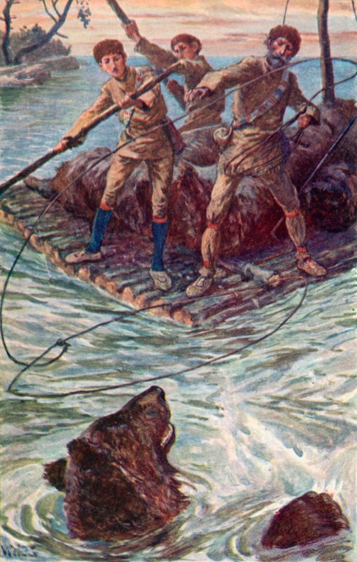 Jake lança un nœud coulant sur la tête du grizzly - William Henry Charles Groome