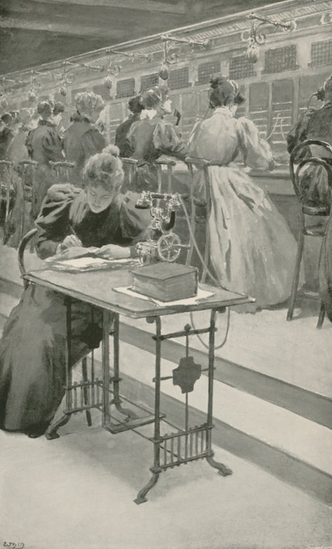 Au Travail dans une Salle de Téléphone - William Henry Margetson