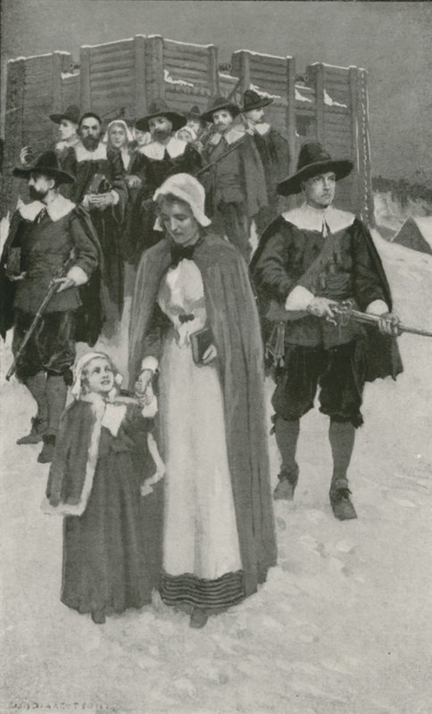 Jour du sabbat avec les Pères pèlerins à leur première colonie à New Plymouth - William Henry Margetson