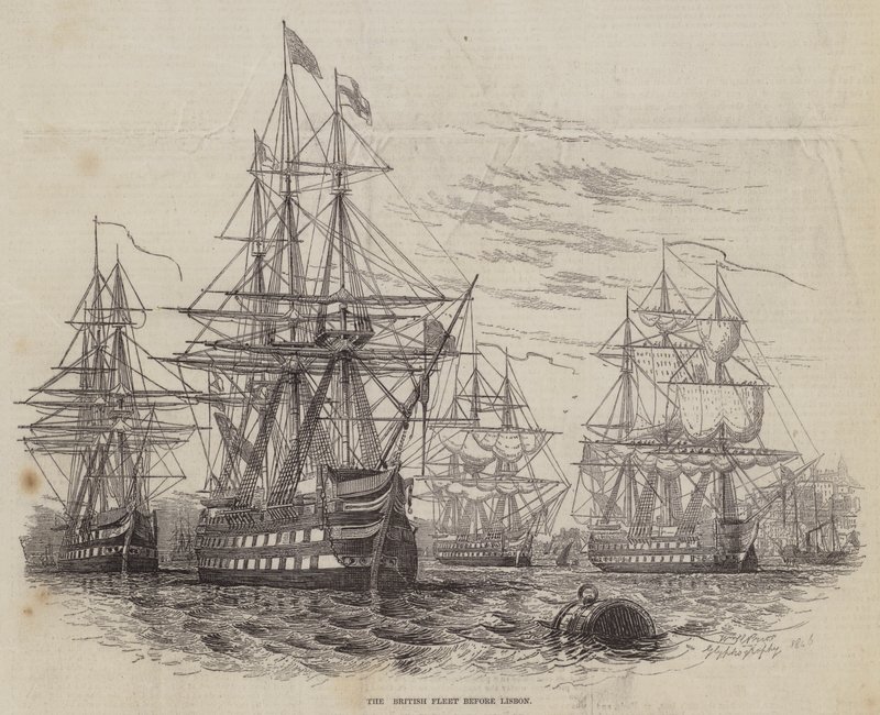 La flotte britannique devant Lisbonne - William Henry Pike