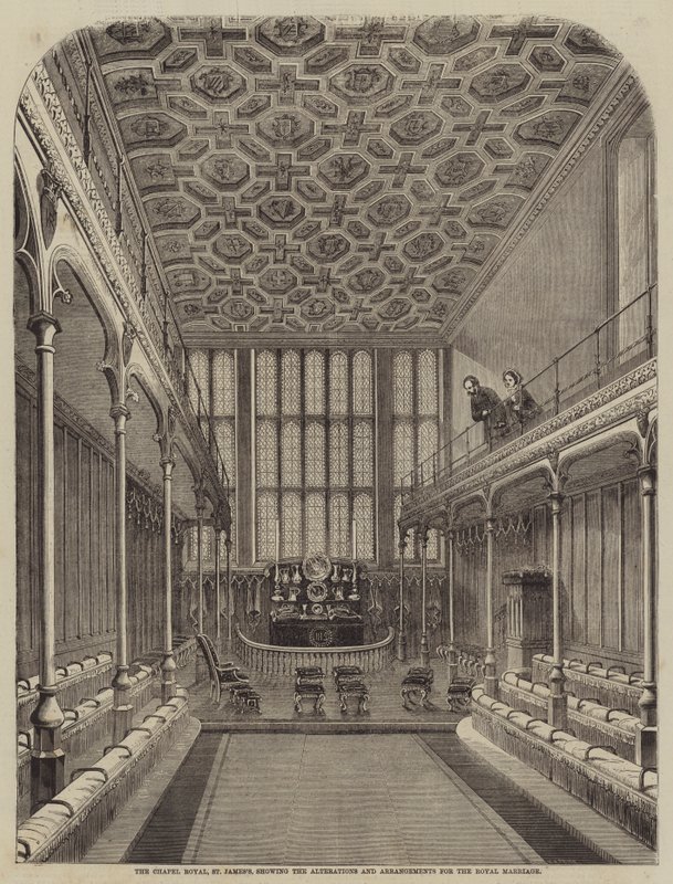 La chapelle royale, St James, montrant les modifications et les arrangements pour le mariage royal - William Henry Prior