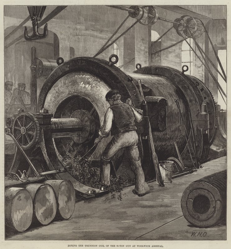 Perçage de la bobine de tourillon du canon de 81 tonnes à l