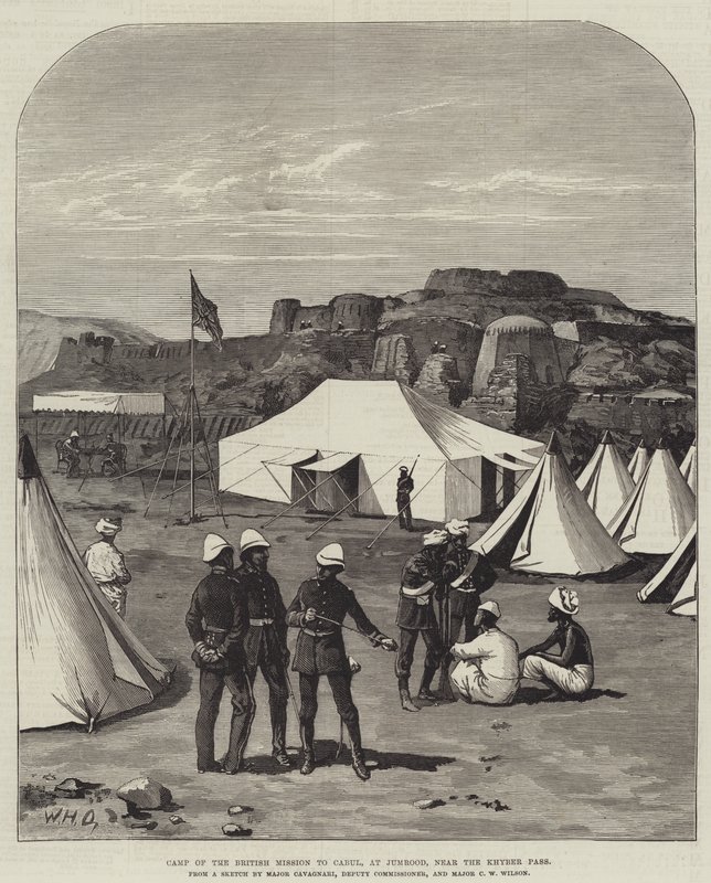 Camp de la mission britannique à Kaboul, à Jumrood, près du col de Khyber - William Heysham Overend