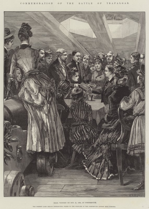 Commémoration de la bataille de Trafalgar, HMS Victory le 21 octobre 1886, à Portsmouth - William Heysham Overend