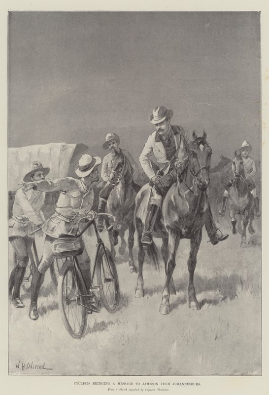 Cyclistes apportant un message à Jameson de Johannesburg - William Heysham Overend