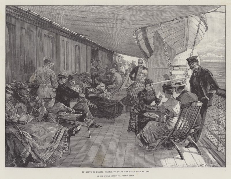 En route pour le Brésil, croquis à bord du navire à vapeur Thames - William Heysham Overend