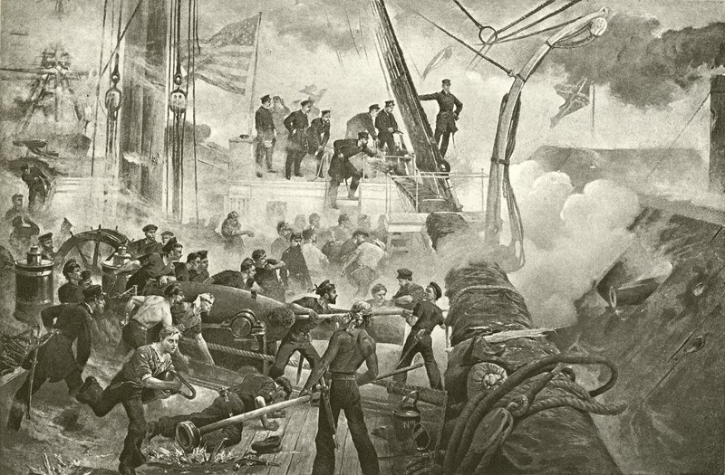 Farragut à Mobile Bay (gravure) - William Heysham Overend