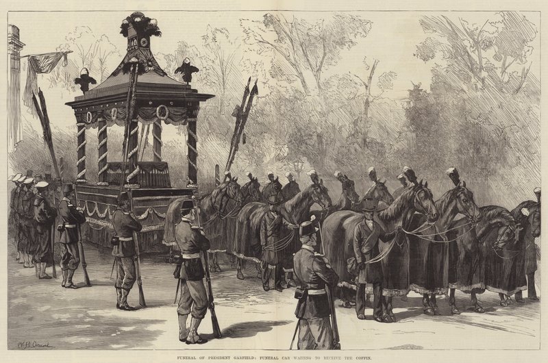 Funérailles du président Garfield, voiture funéraire attendant de recevoir le cercueil - William Heysham Overend