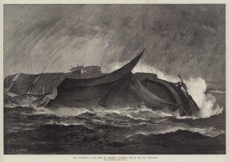 HMS Eurydice vue pour la dernière fois par Benjamin Cuddiford, un des deux survivants - William Heysham Overend