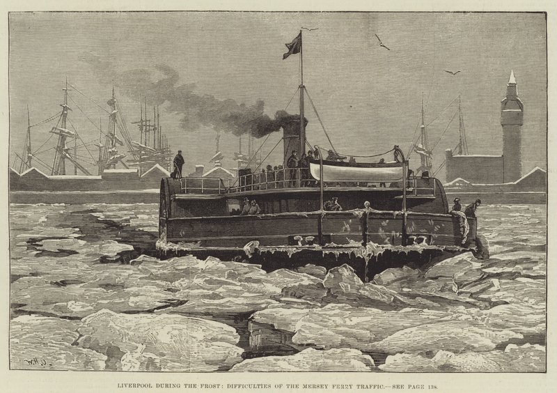 Liverpool pendant le gel, difficultés du trafic du ferry de la Mersey - William Heysham Overend