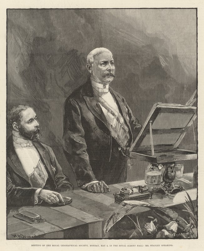 Réunion de la Royal Geographical Society, lundi 5 mai, au Royal Albert Hall, M. Stanley parlant - William Heysham Overend