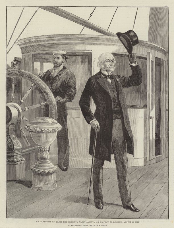 M. Gladstone à bord du yacht de Sa Majesté Alberta, en route pour Osborne, 15 août 1892 - William Heysham Overend