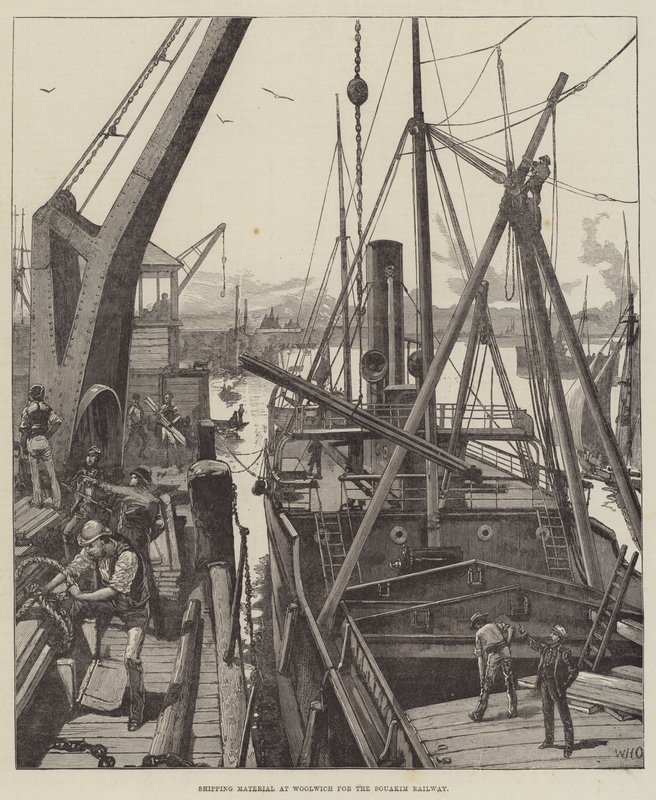 Expédition de matériel à Woolwich pour le chemin de fer de Souakim - William Heysham Overend
