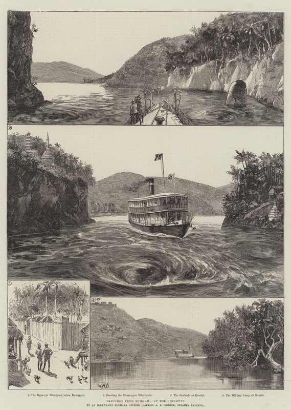 Croquis de Birmanie, sur le Chindwin - William Heysham Overend