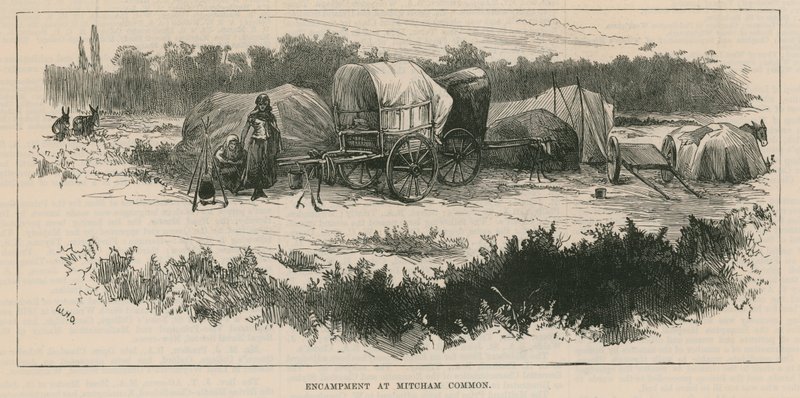 Croquis de la vie des gitans; Campement à Mitcham Common - William Heysham Overend