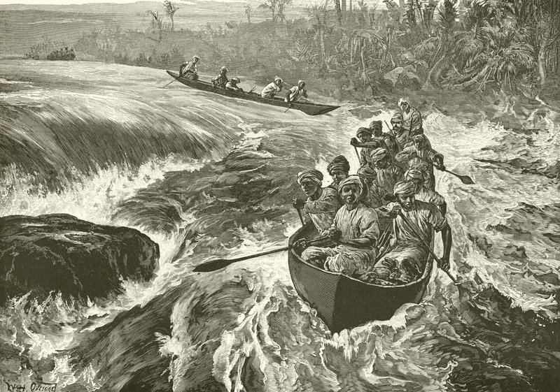 Stanley descendant les rapides du Congo - William Heysham Overend