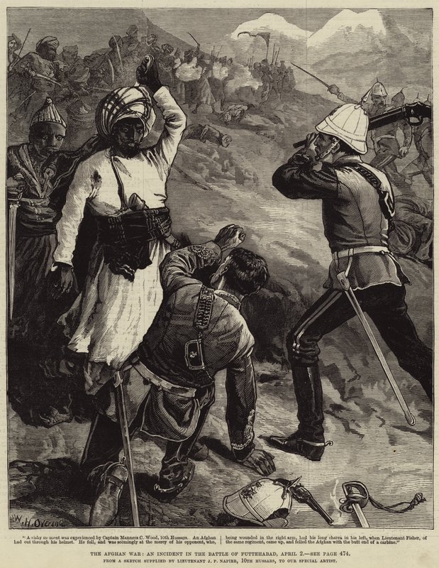 La guerre afghane, un incident de la bataille de Futtehabad, 2 avril - William Heysham Overend