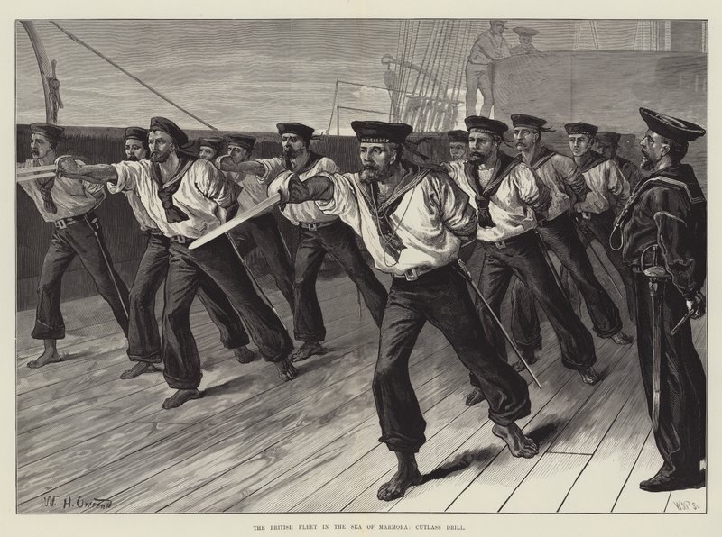 La flotte britannique en mer de Marmara, exercice de sabre - William Heysham Overend