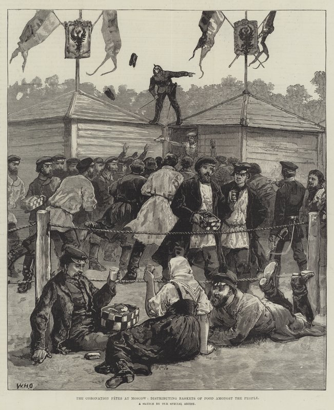 Les fêtes de couronnement à Moscou, distribution de paniers de nourriture parmi le peuple - William Heysham Overend
