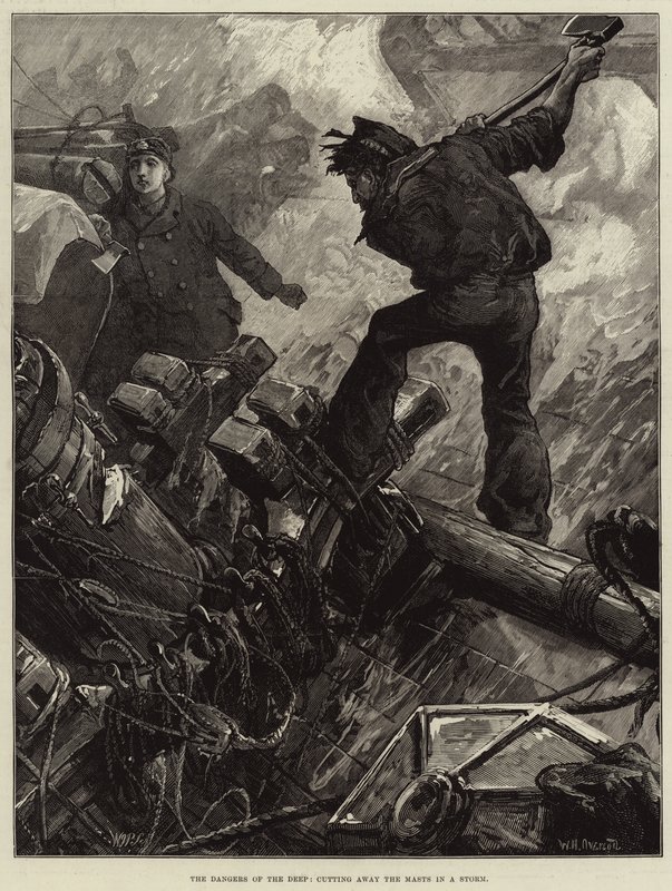 Les dangers des profondeurs, couper les mâts dans une tempête - William Heysham Overend