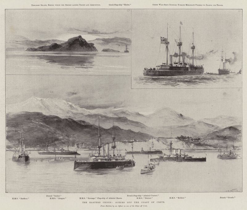 La crise orientale, scènes au large de la côte de Crète - William Heysham Overend