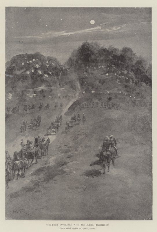 La première rencontre avec les Boers, clair de lune - William Heysham Overend