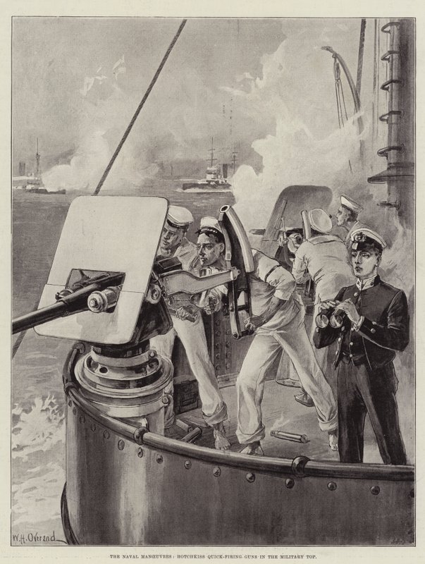 Les Manœuvres Navales, Canons à Tir Rapide Hotchkiss dans le Top Militaire - William Heysham Overend
