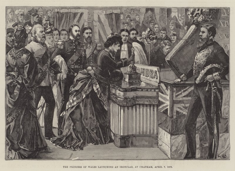 La princesse de Galles lançant un cuirassé, à Chatham, le 7 avril 1875 - William Heysham Overend
