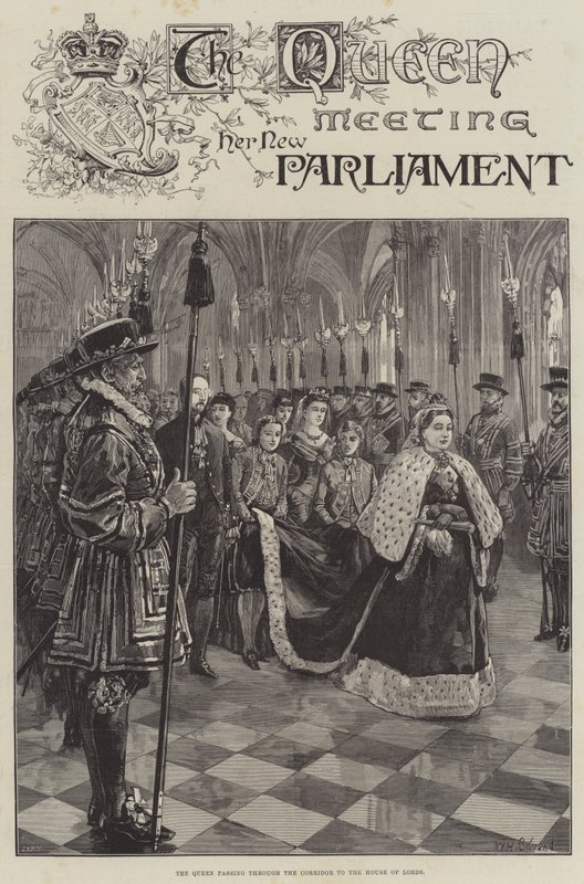 La Reine rencontrant son Nouveau Parlement, passant par le Corridor vers la Chambre des Lords - William Heysham Overend
