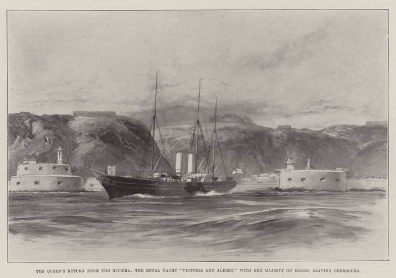 Le retour de la reine de la Riviera, le yacht royal Victoria et Albert, avec Sa Majesté à bord, quittant Cherbourg - William Heysham Overend