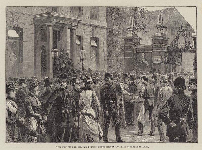 La ruée sur la Birkbeck Bank, Southampton Buildings, Chancery Lane - William Heysham Overend