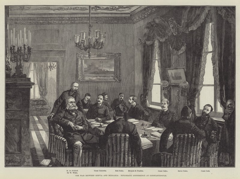 La guerre entre la Serbie et la Bulgarie, conférence diplomatique à Constantinople - William Heysham Overend