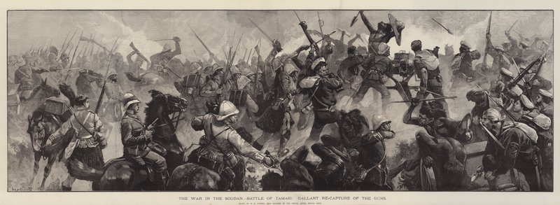 La guerre au Soudan, bataille de Tamasi, reprise courageuse des canons - William Heysham Overend