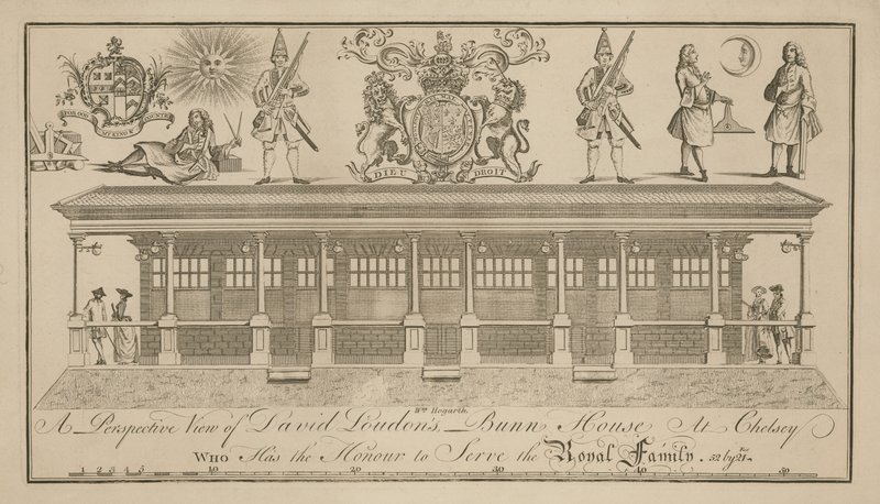 Vue en perspective de la maison de Bunn de David Loudon - William Hogarth