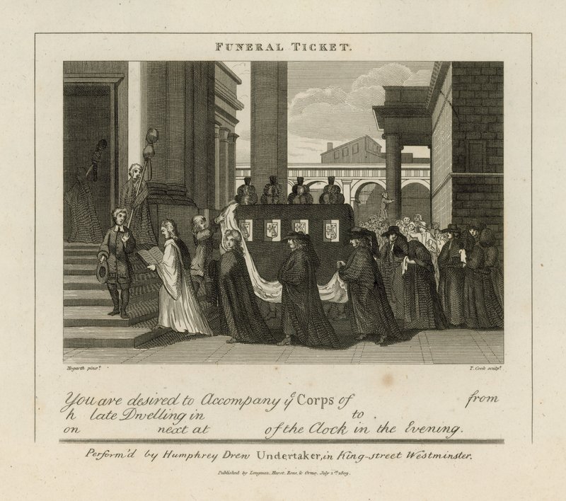 Billet de funérailles - William Hogarth