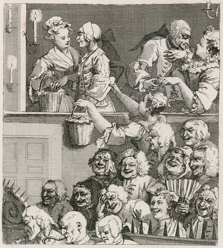 Le Public Riant. Vue de Hogarth de Drury Lane avec des Vendeuses d