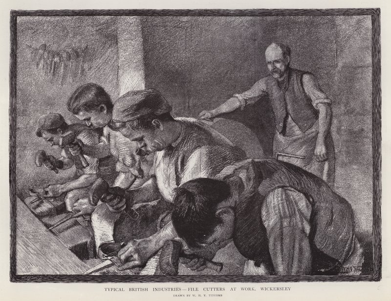 Travailleurs de coupe de fichiers, Wickersley, South Yorkshire - William Holt Yates (after) Titcomb