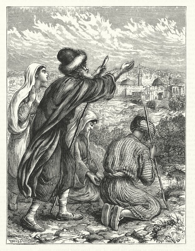 Pèlerins juifs en vue de Jérusalem (gravure) - William James Webbe